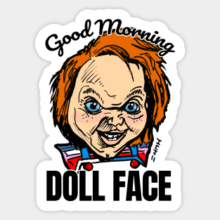 Funny Child's Doll 'Good Morning Doll Face' Quote Sticker